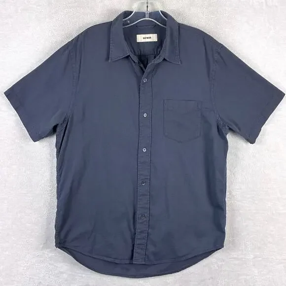 Buck Mason Shirt Mens L Draped Twill One Pocket Blue Preppy Classic Huckberry - Picture 1 of 8